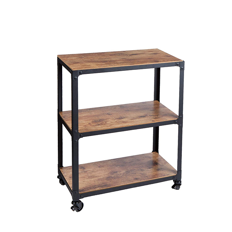 With Caster Wheels Mobile Bamboo Kitchen Food Trolley Cart