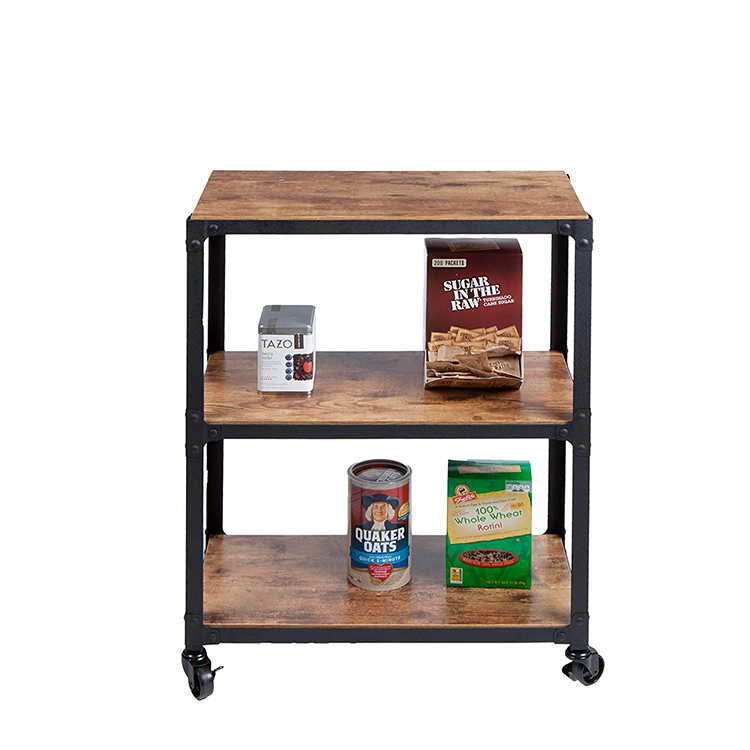 With Caster Wheels Mobile Bamboo Kitchen Food Trolley Cart