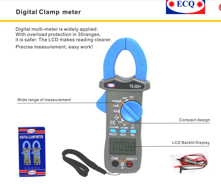 TS-202+ AC DC Pocket Digital Clamp Meter