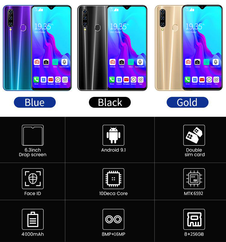 Free shipping 6.3" mobile phone 4+64GB  with long battery 3800mah  Unlocked cell phone fast shipping