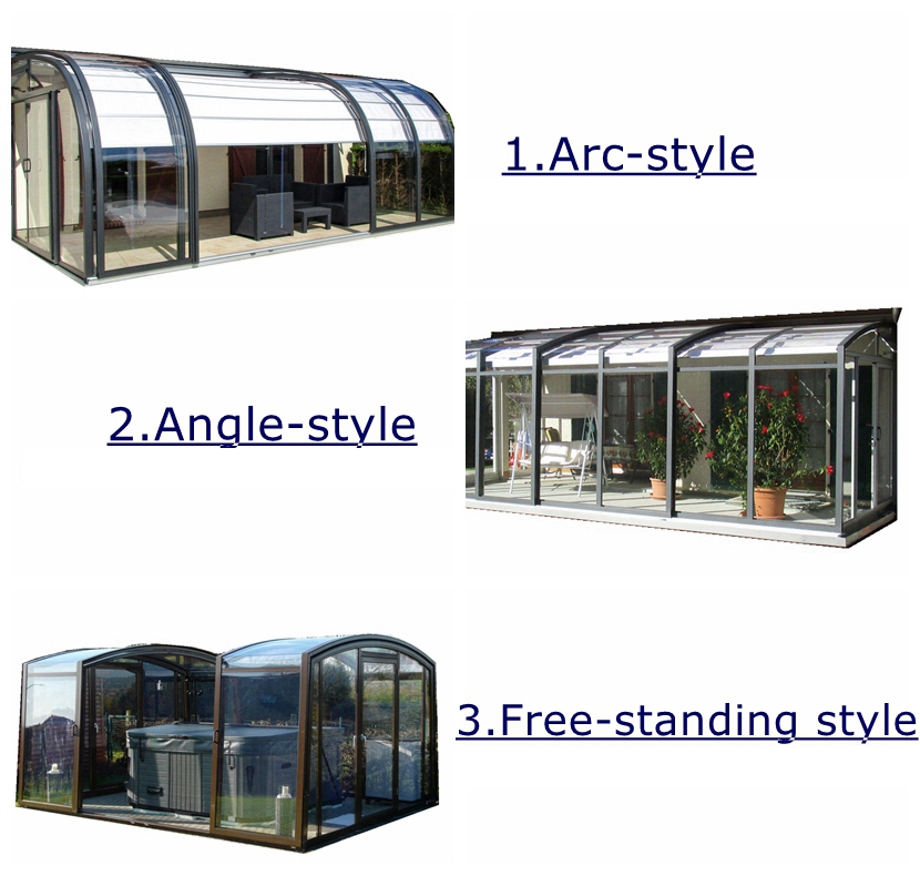 Retractable Sunroof Polycarbonate/ Aluminum Glass Sunroom kits