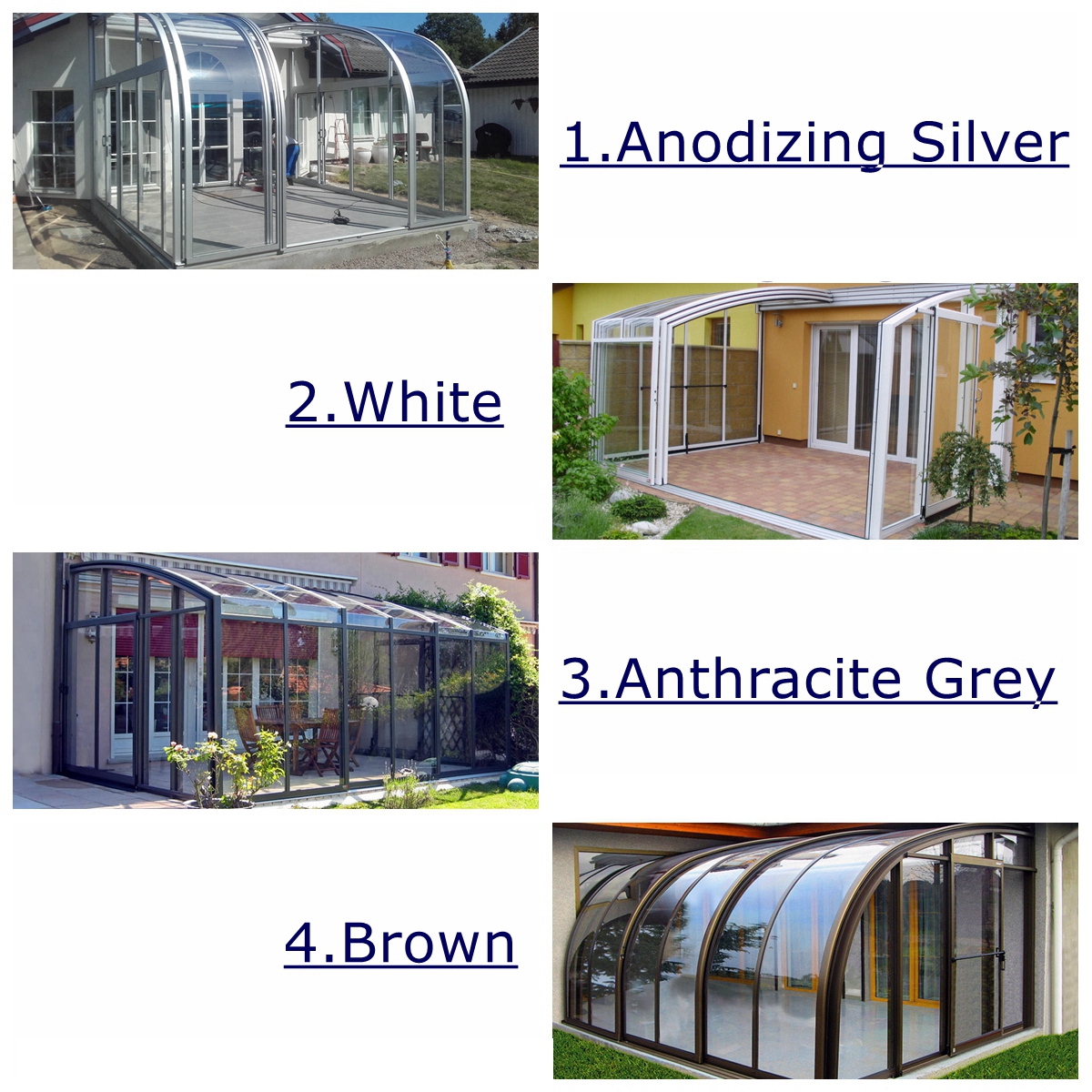 Retractable Sunroof Polycarbonate/ Aluminum Glass Sunroom kits