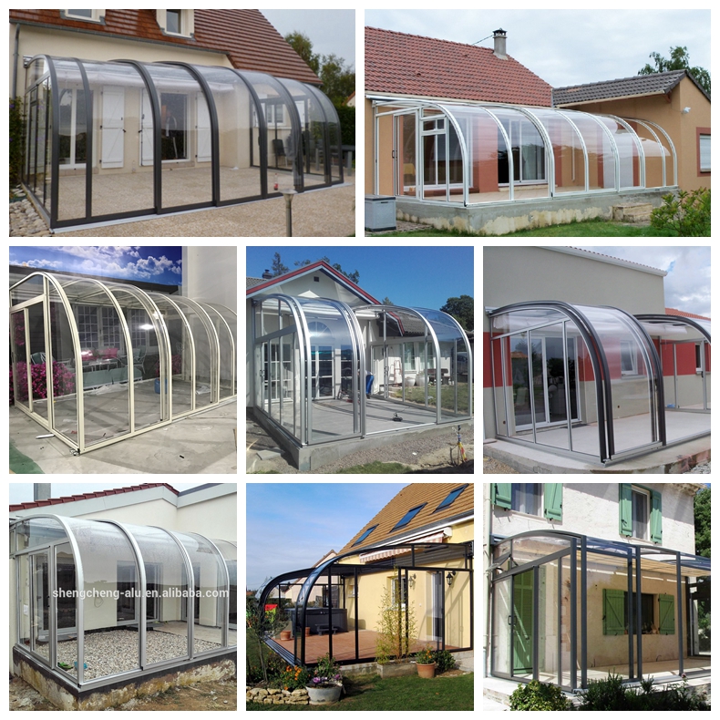 Retractable Sunroof Polycarbonate/ Aluminum Glass Sunroom kits