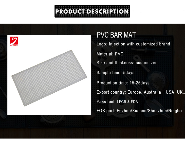 Factory bottom price blank PVC drinking bar spill mat