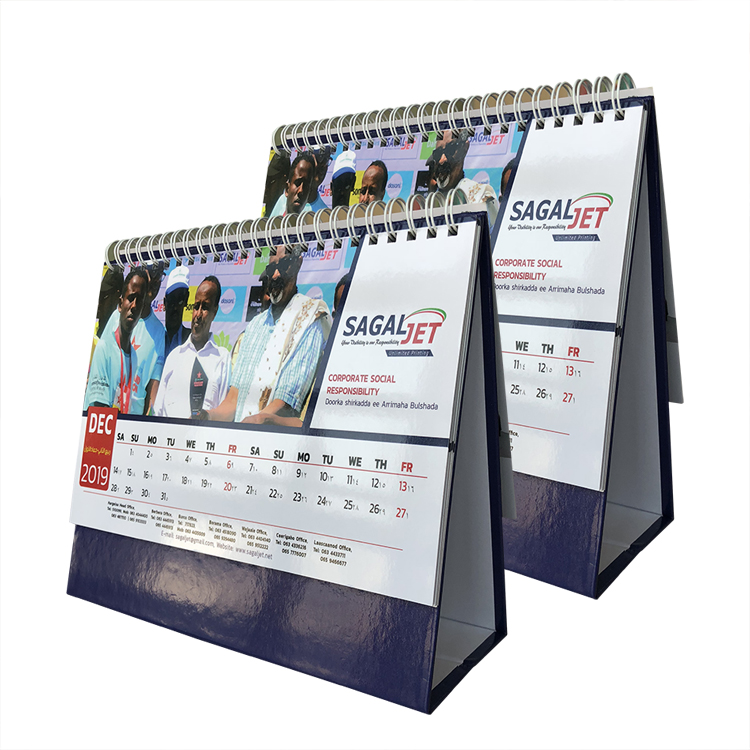 Custom spiral bound desk calendar printing manufacture