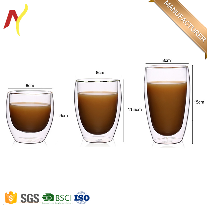 Heat resistant Double Wall Glass Mug, Beer Coffee and tea cup